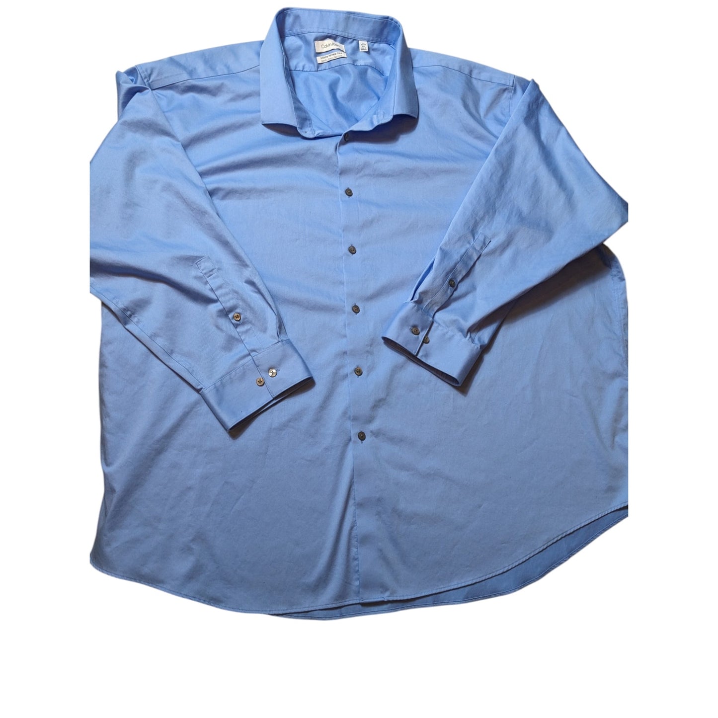 Calvin Klein Dress Shirt Mens 5XL Slim 34/35 Infinite Wrinkle Free Stretch Long