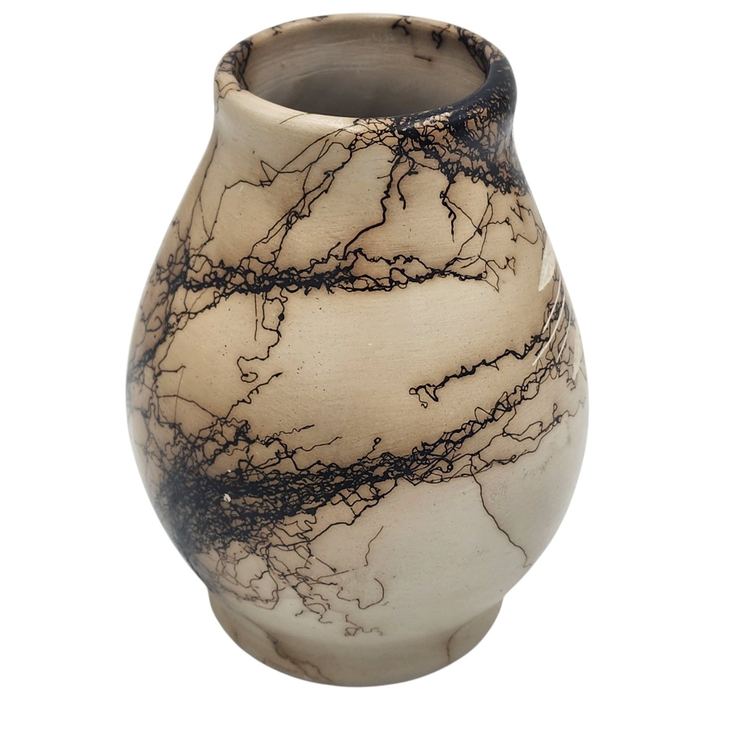 Native American Horsehair Pottery Vase Signed Southwest Etched Design Navajo 6"