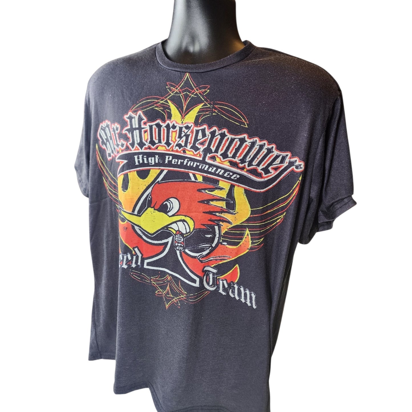Mr Horsepower Speed Team Graphic T Shirt Mens Large Womens XL Flame Hot Rod Y2K