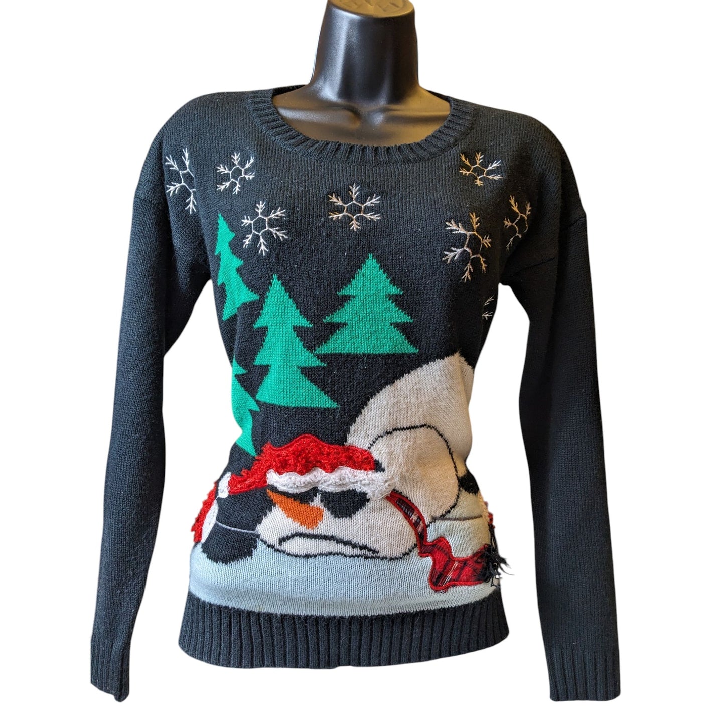 United States Sweaters Ugly Christmas Women Small Funny Snowman Holiday Pullover
