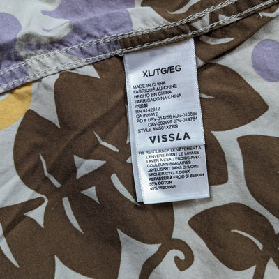 Vissla Hawaiian Shirt Mens XL Button Up Floral Short Sleeve Tropical Beach Surf