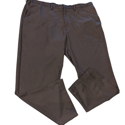 Haggar Gray Brown Dress Pants Mens 44x30 Classic Fit Office Slacks Workwear