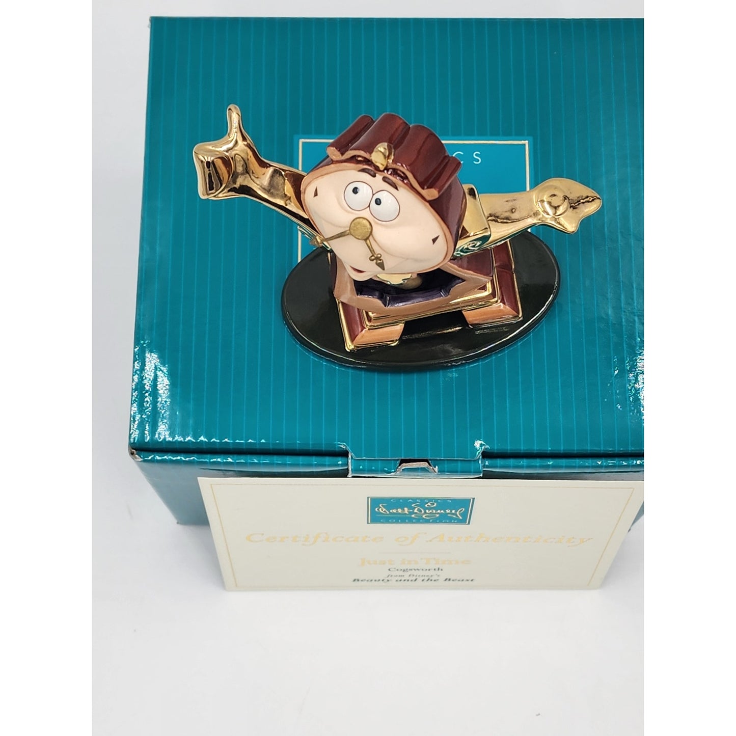 WDCC Disney Cogsworth Just in Time Figurine Beauty Beast Vintage Retired COA Box