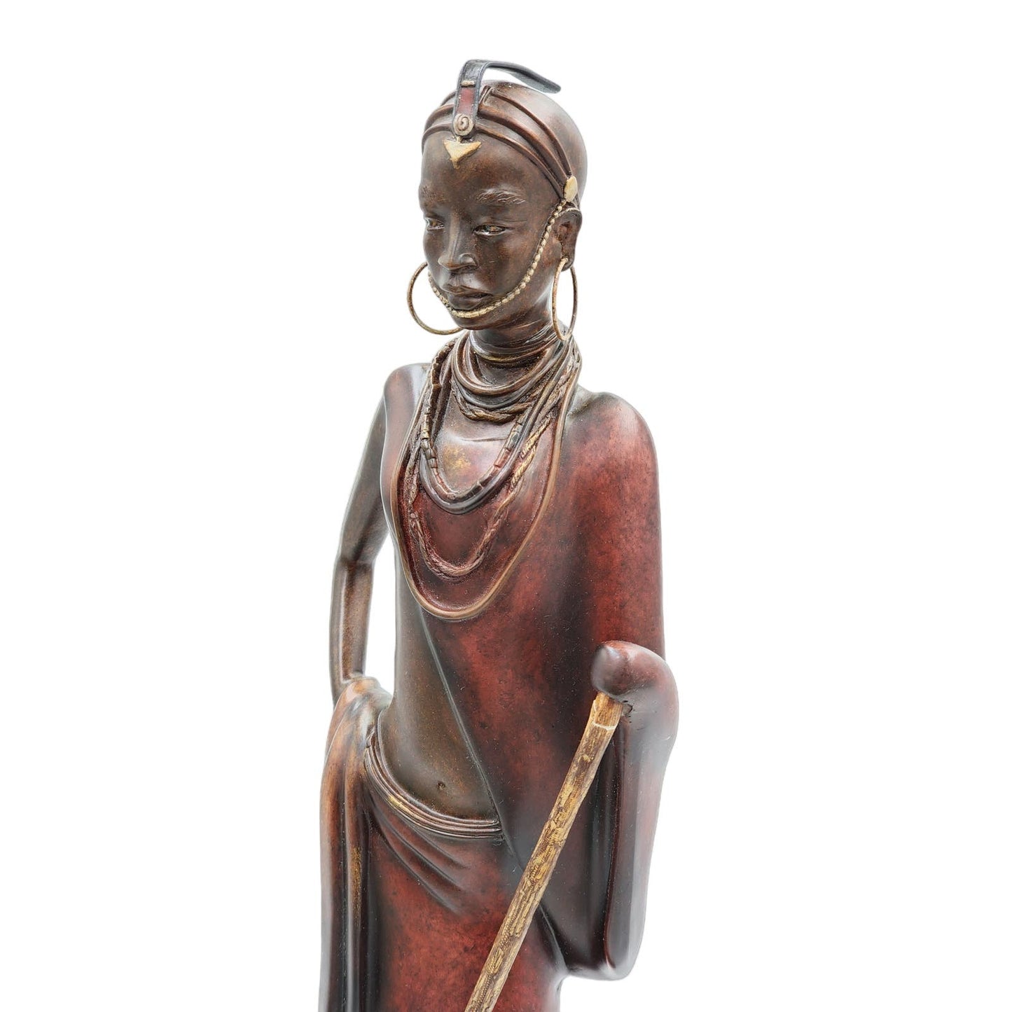 Stacy Bayne African Sculpture Village Life Jaha One Dignity Bronze Patina 21"