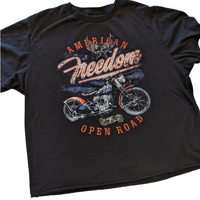 Vintage American Freedom On The Open Road Celebrate Patriotic Womens XL Biker