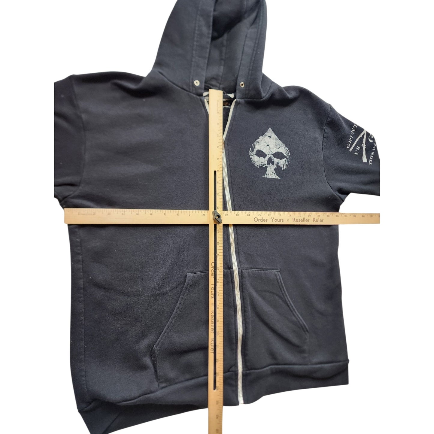 Grunt Style Hoodie Mens XXL Zip Skull Ace Patriotic USA Military Veteran Flag