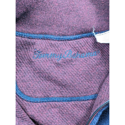 Tommy Bahama Pullover Sweatshirt Mens Large Zip Navy Blue Fleece Preppy Warm