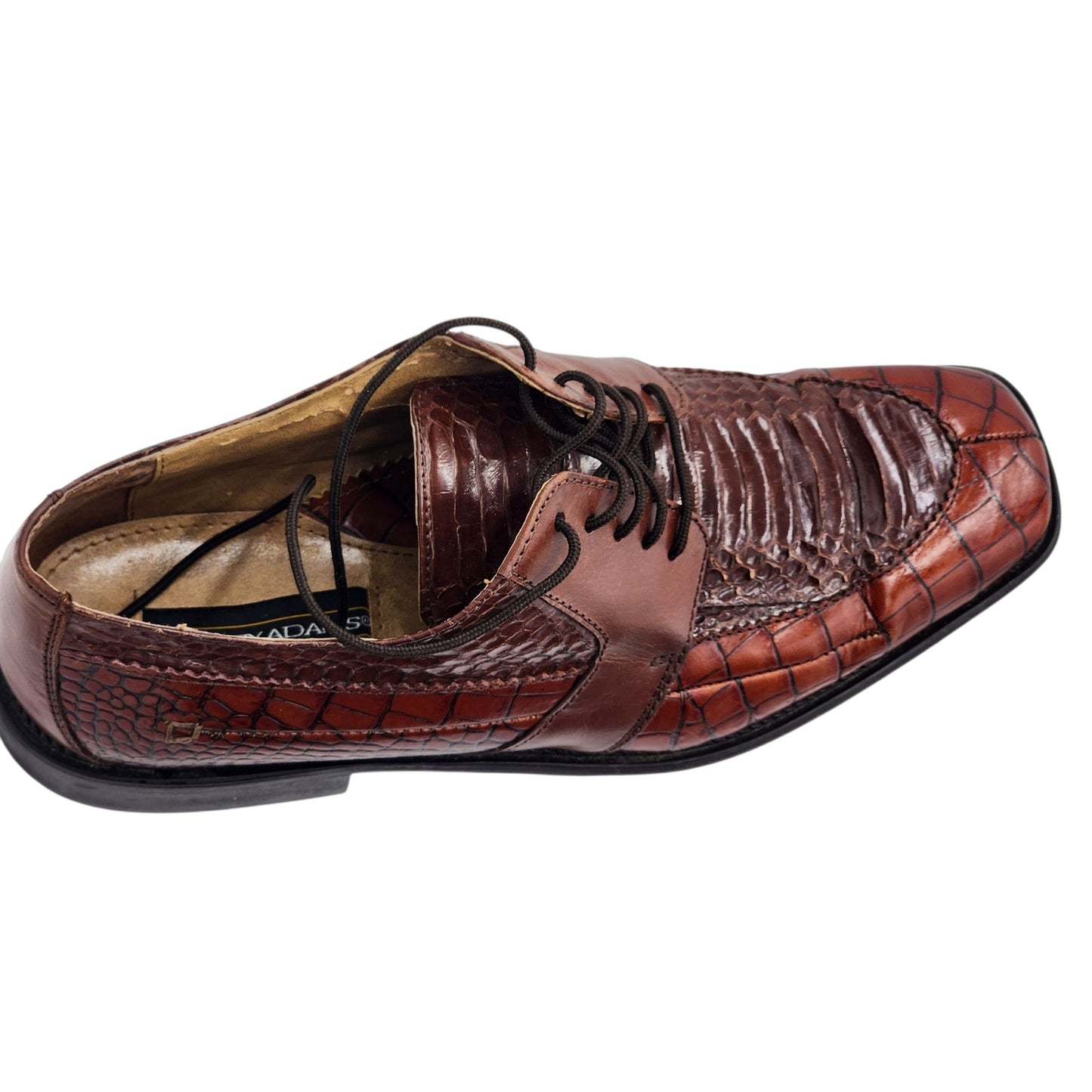 Stacy Adams Shoes Genuine Snake Leather Mens 9M Dress Brown Oxford Square Toe