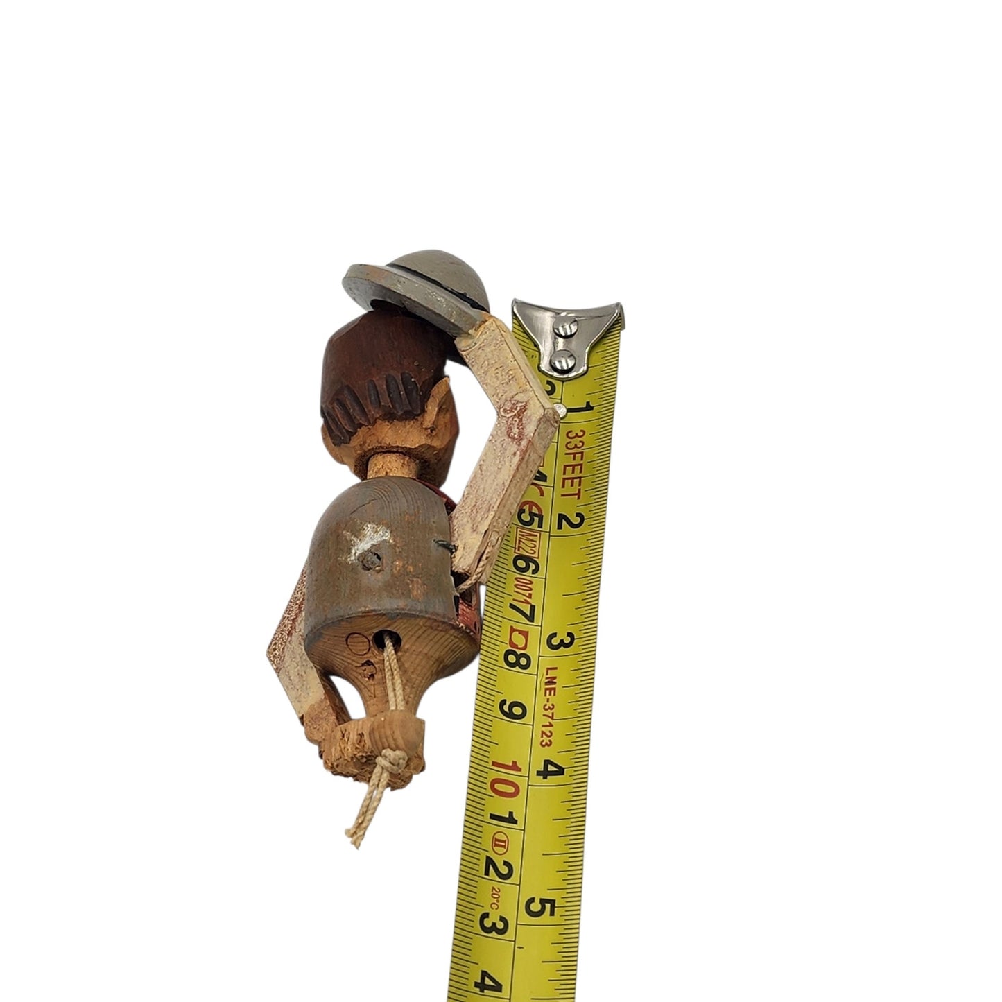 Vintage ANRI Italian Hand Carved Wooden Movable Arm Hat FolkArt Barware Stopper