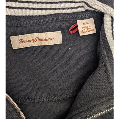Tommy Bahama Pullover Mens Medium Black Cotton Sweatshirt Quarter Zip Casual