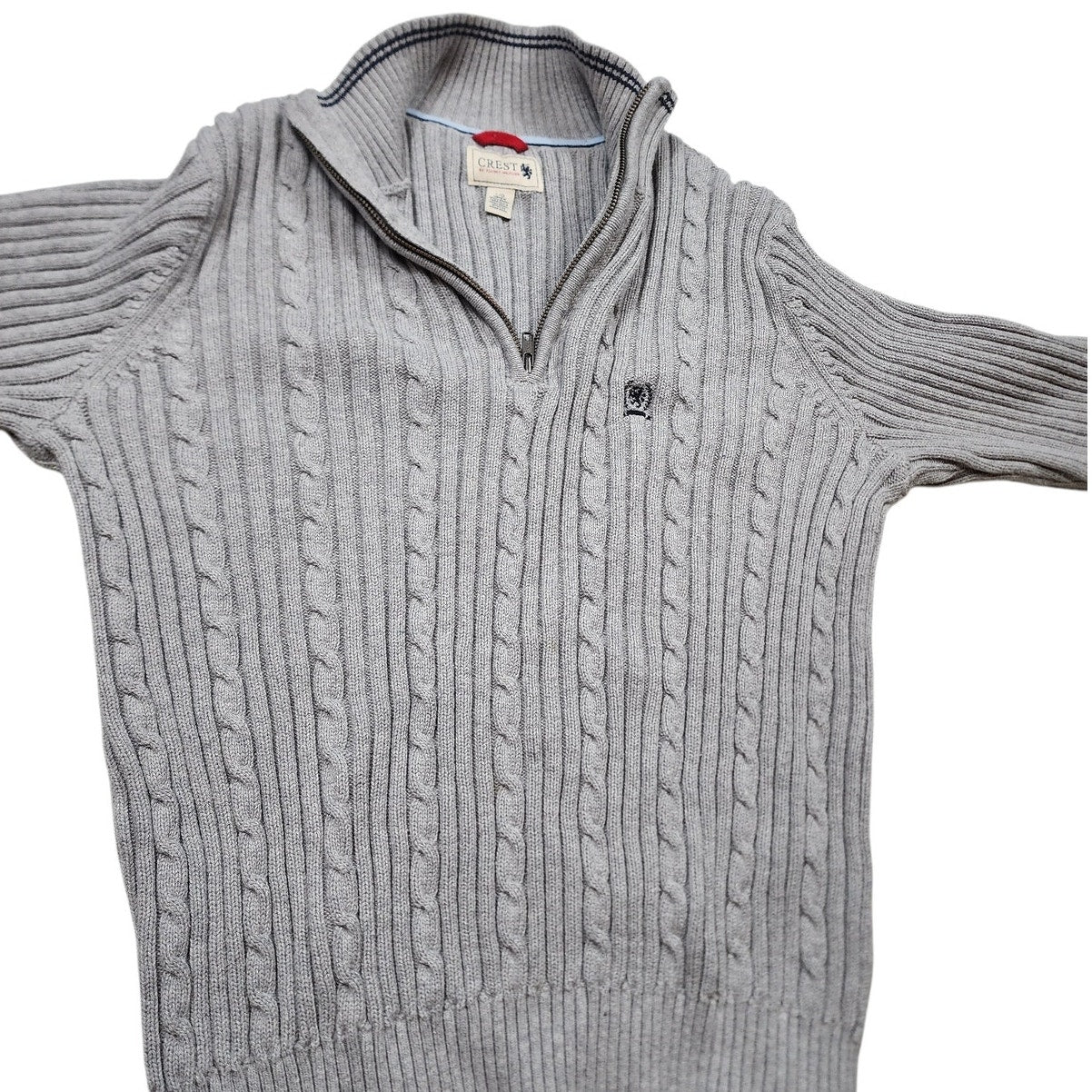 Tommy Hilfiger Crest Sweater Womens Large Quarter Cable Knit Pullover Preppy Y2K