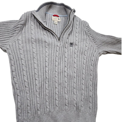 Tommy Hilfiger Crest Sweater Womens Large Quarter Cable Knit Pullover Preppy Y2K