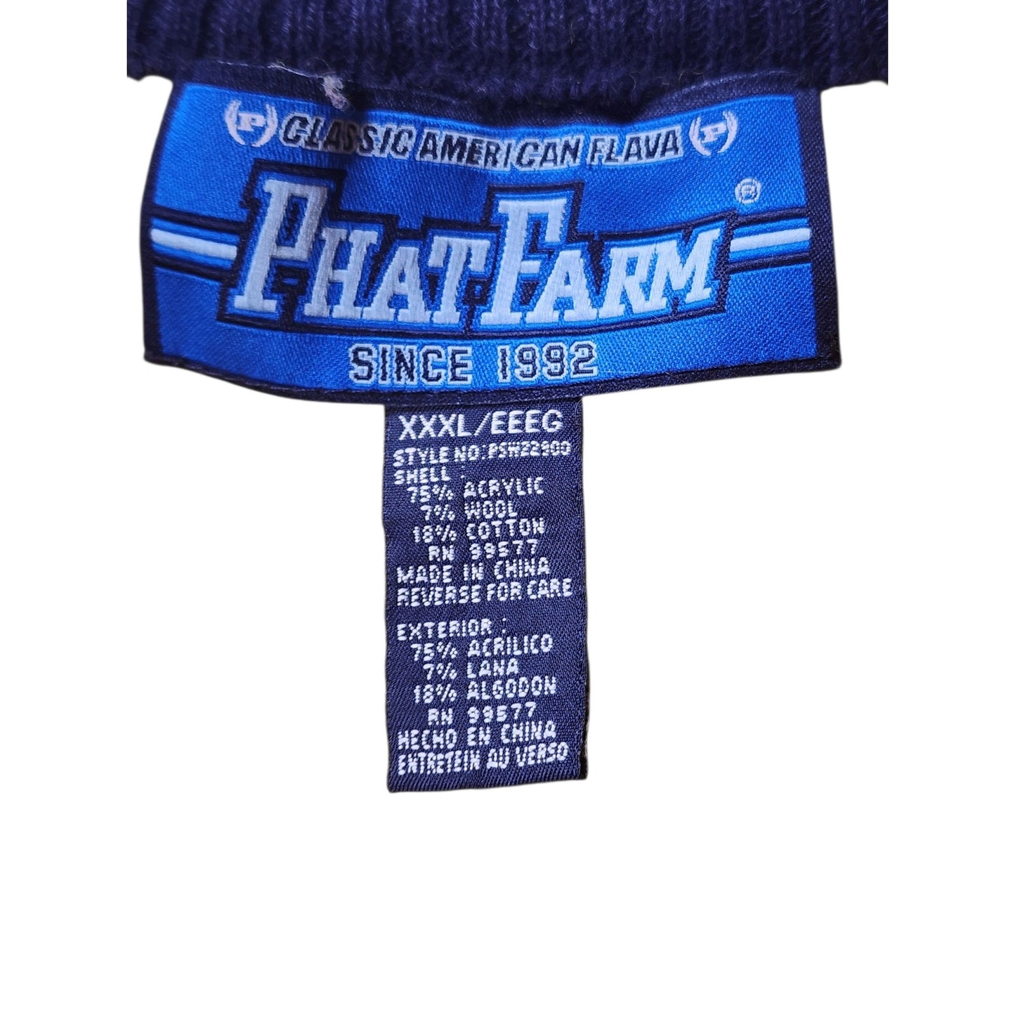 PHAT FARM Vintage Zip Sweater Mens XXXL 3X Y2K Hip Hop Streetwear Varsity Jacket