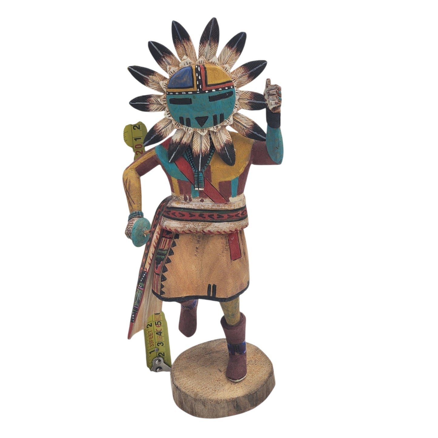 Kachina Tawa Sun Signed R Duwyenie Native American Southwest Art Hand Carved 12"