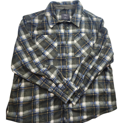 Marks Spencer M&S Fleece Jacquard Check Overshirt 3XL Flannel Shirt Jacket Snap