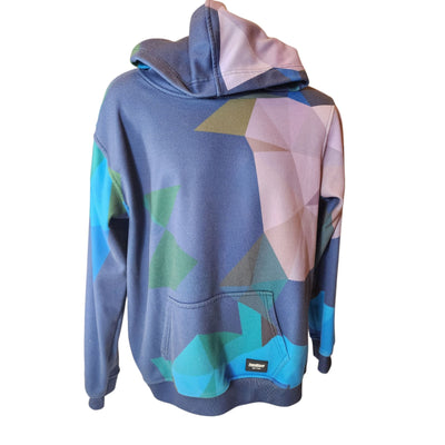 Fresh Hoods Hoodie Mens Medium Blue Purple Geometric Kangaroo Pocket Streetwear