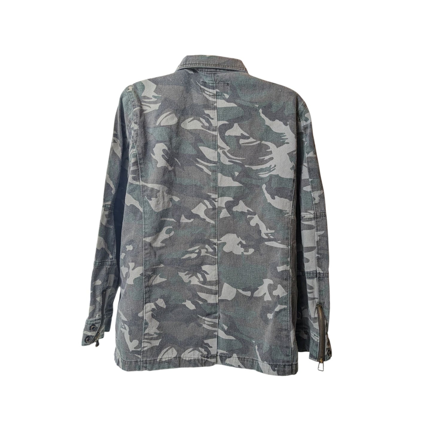 BKE Camo Utility Jacket Womens Large Military Style Zip Up Field Coat Sweatshirt
