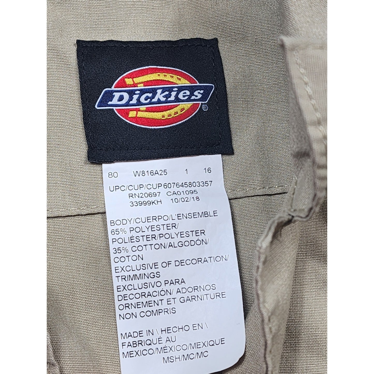 Dickies Coveralls Mens Medium Khaki Tan Workwear Utility Jumpsuit Mechanic