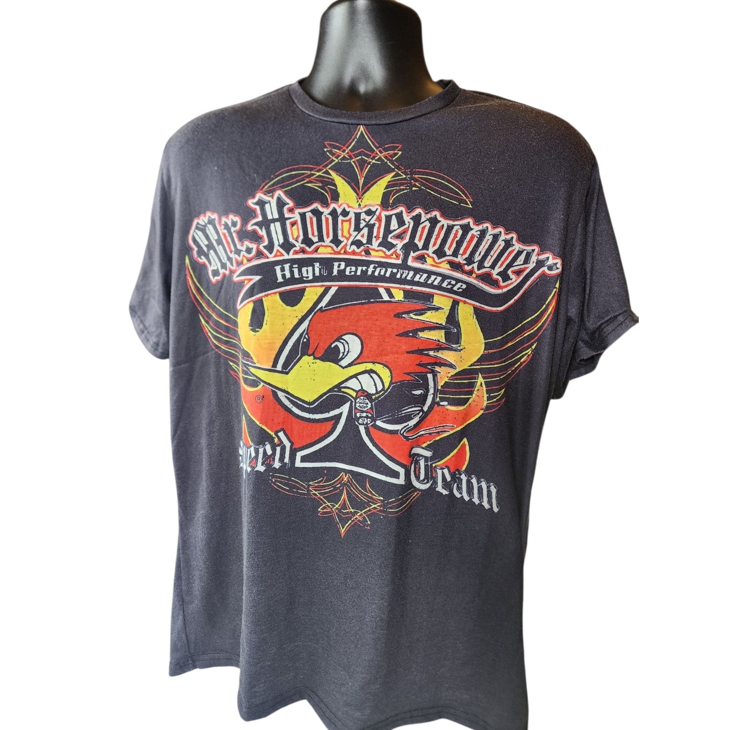 Mr Horsepower Speed Team Graphic T Shirt Mens Large Womens XL Flame Hot Rod Y2K
