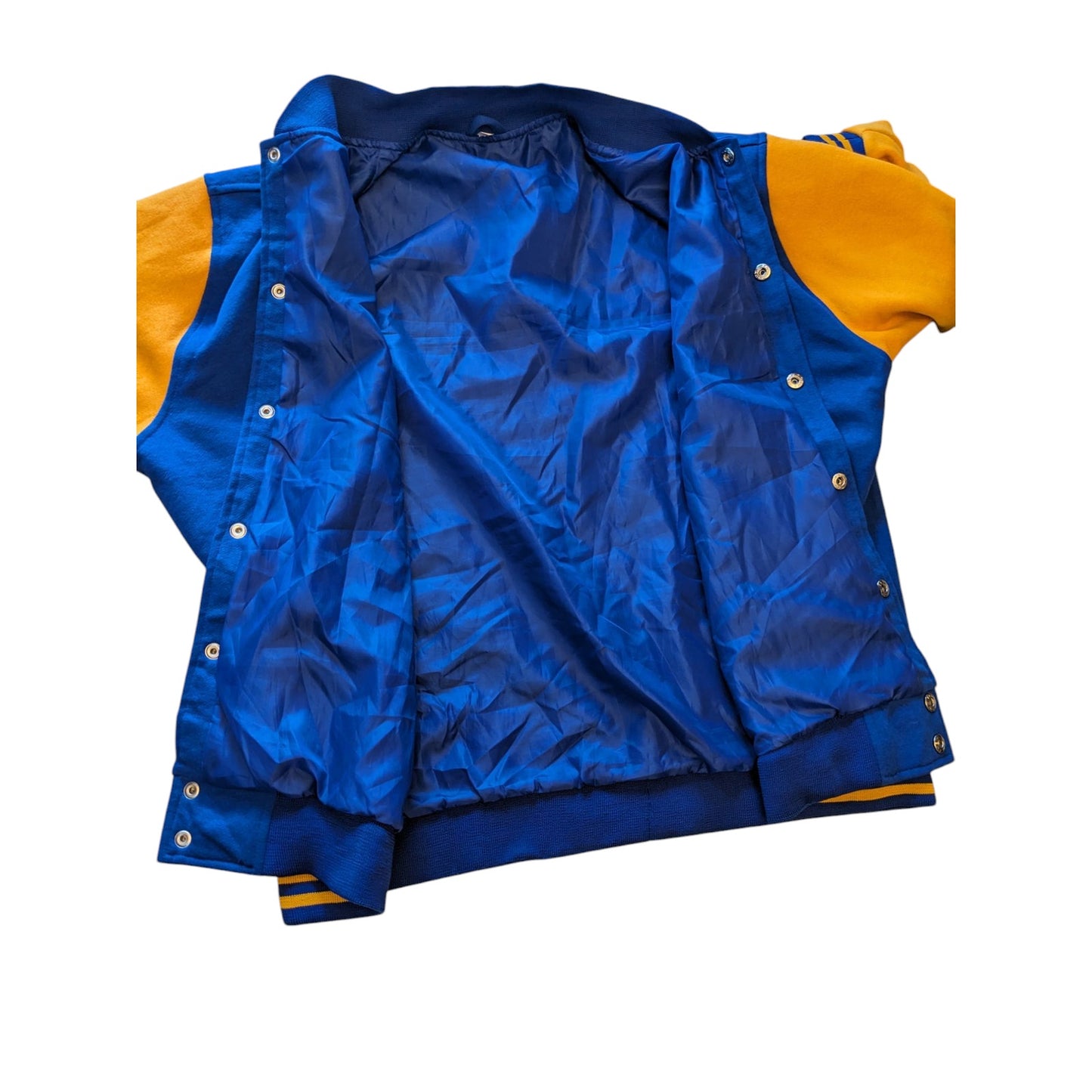 Varsity Jacket Mens XXL Letterman Style Bomber Blue Gold Snap Button Retro Style