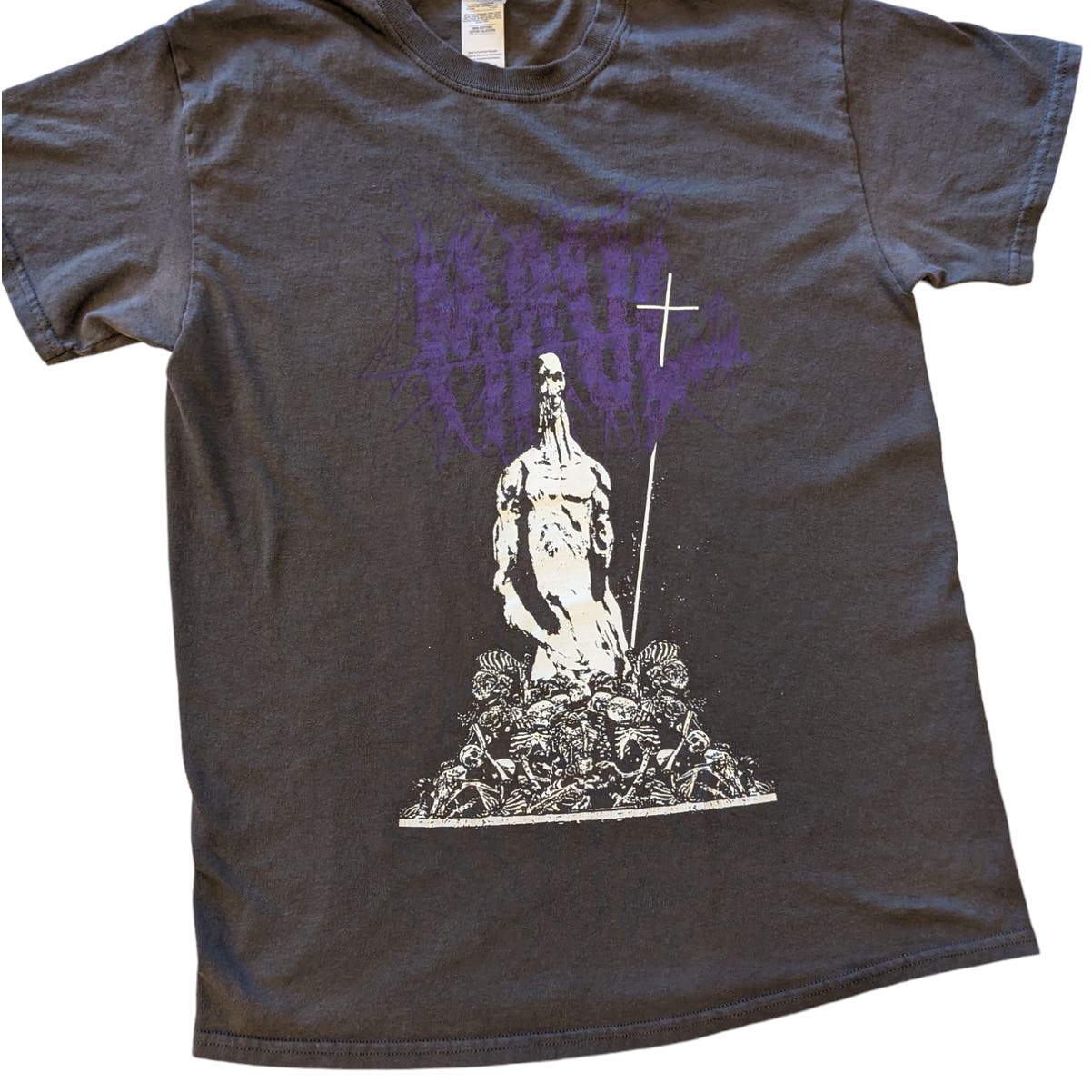 Gothic Graphic Tee T Shirt Mens Medium Short Sleeve Skeleton Macabre Heavy Metal