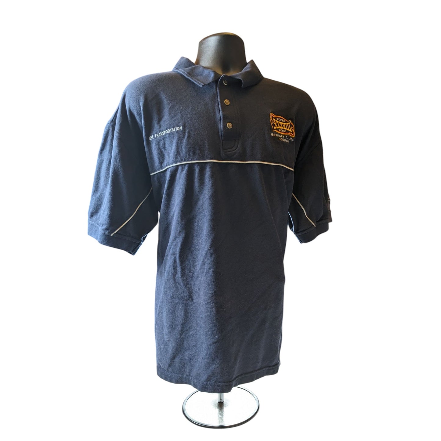 Reebok Golf Super Bowl XXXVIII Polo Shirt Mens XXL NFL Transportation Navy