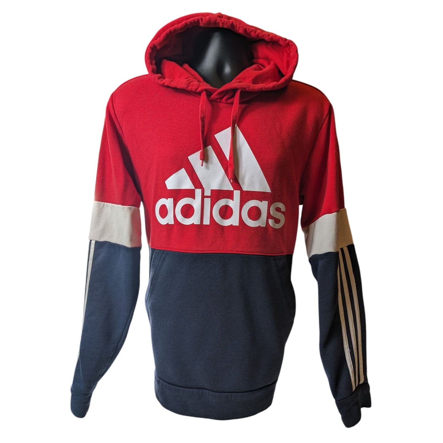 Adidas Hoodie Men Medium/Large RedNavy Colorblock Pullover Sweatshirt Streetwear