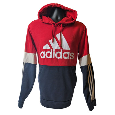 Adidas Hoodie Men Medium/Large RedNavy Colorblock Pullover Sweatshirt Streetwear