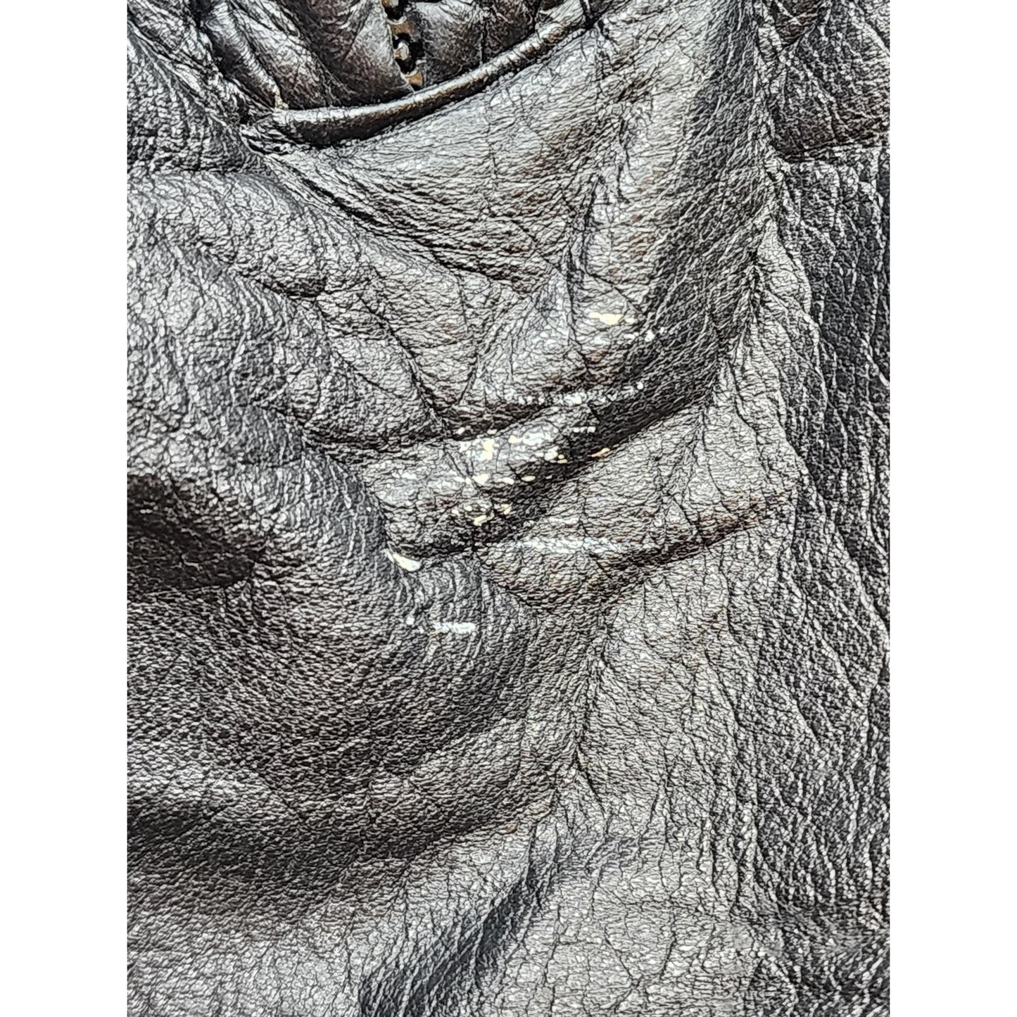 Petroff Leather Jacket Large 52 Zip Crinkle Bomber Vintage Moto Grunge 90s Y2K