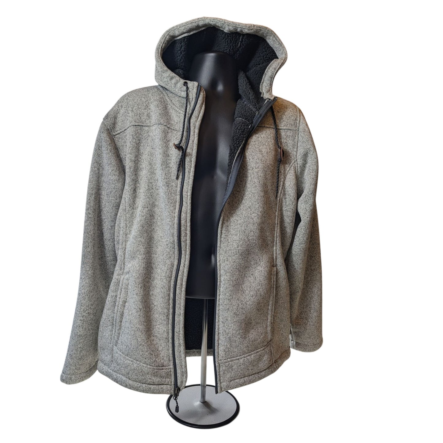 Rugged Elements Sherpa Lined Hoodie Jacket Men Medium Full Zip Outdoor Fleece