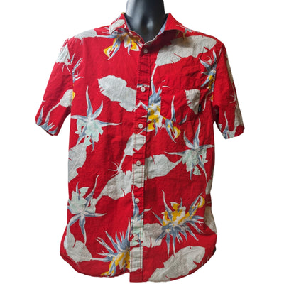 VANS Off the Wall Hawaiian Camp Shirt Mens Medium Tropical Floral Button Y2K