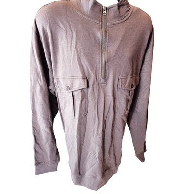 Rustic Ridge Mens Size 2XL Brown Cotton Half Zip Pullover Shirt Button Pockets