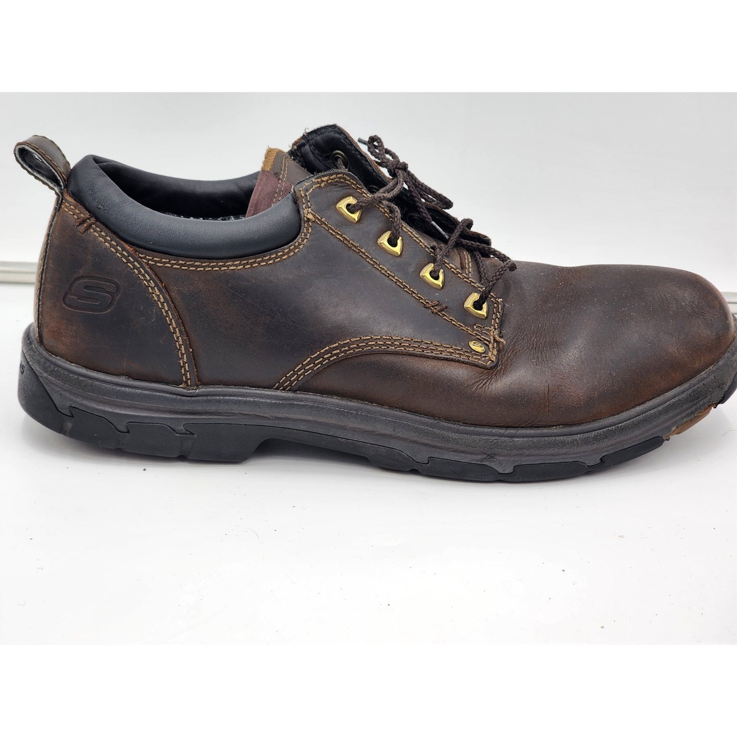 Skechers Shoes Mens 13 Relaxed Fit Oxford Leather Lace Up Grip Memory Foam 64260