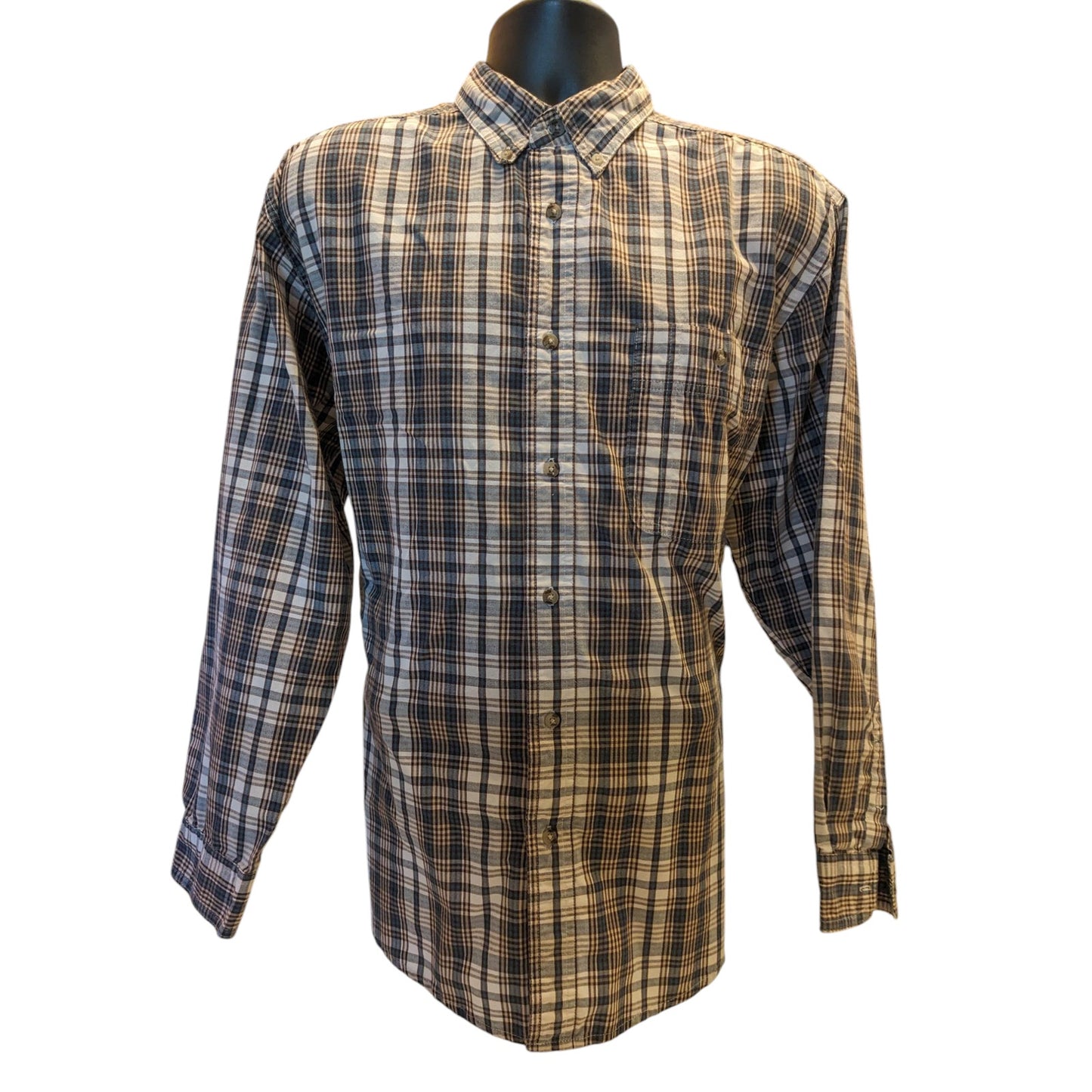 Wrangler Rugged Wear Button Up Shirt Mens XL Plaid Long Sleeve Cotton Workwear