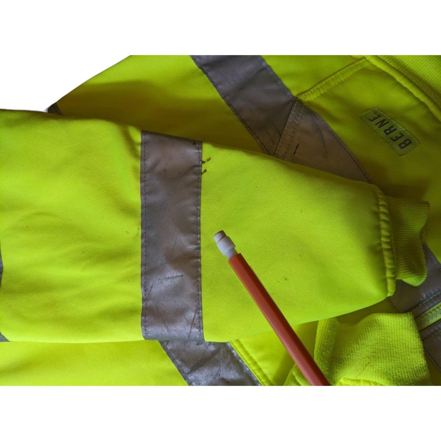 Berne Hi-Vis Hoodie Men 2XL Yellow Reflective Zip Safety Sweatshirt Construction