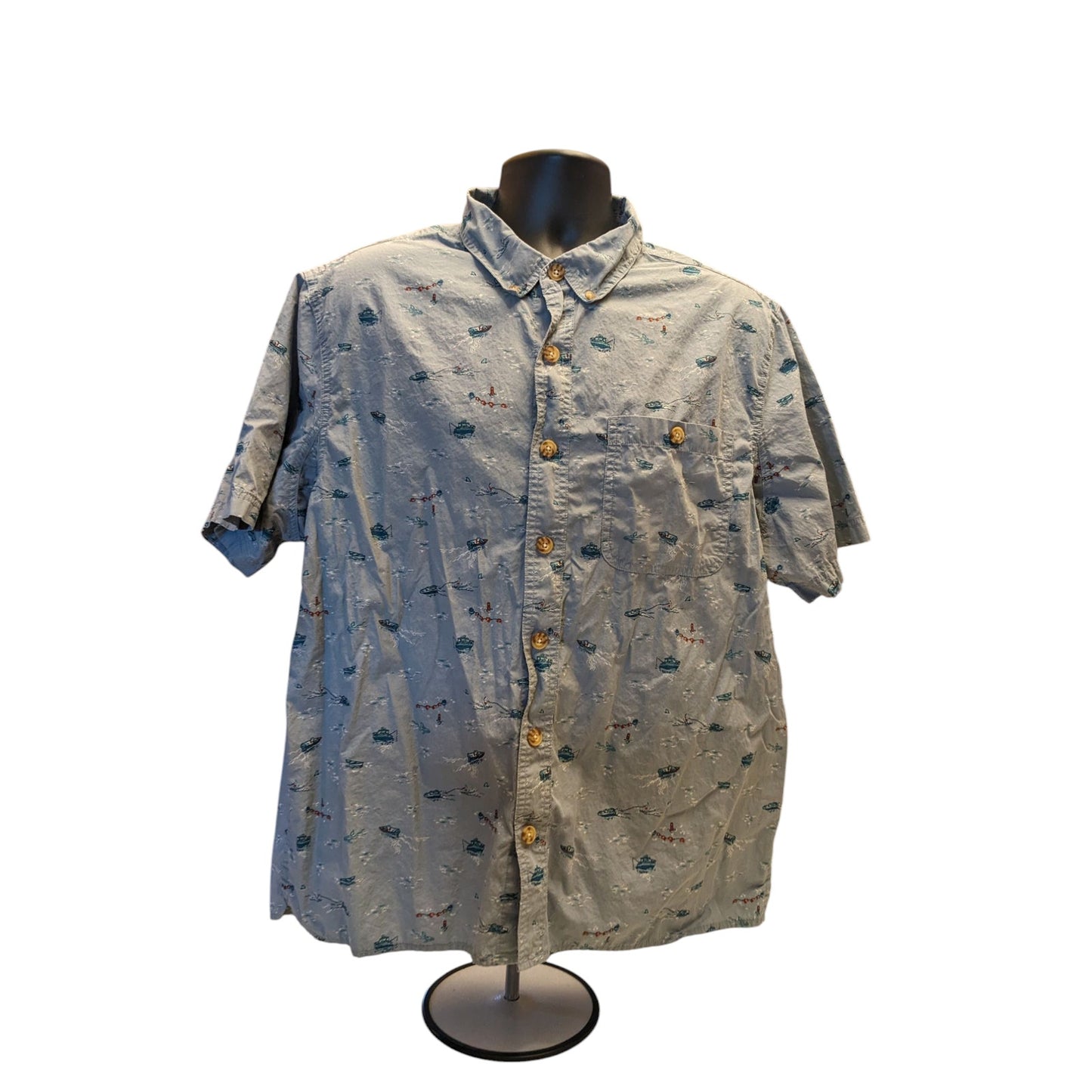 Duluth Trading Untucked Shirt Mens XL Short Sleeve Slim Fit Fishing Boat Summer