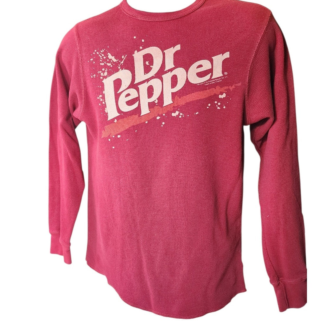 Dr Pepper Thermal Long Sleeve Shirt Men Small Women Medium Soda Waffle Knit Y2K