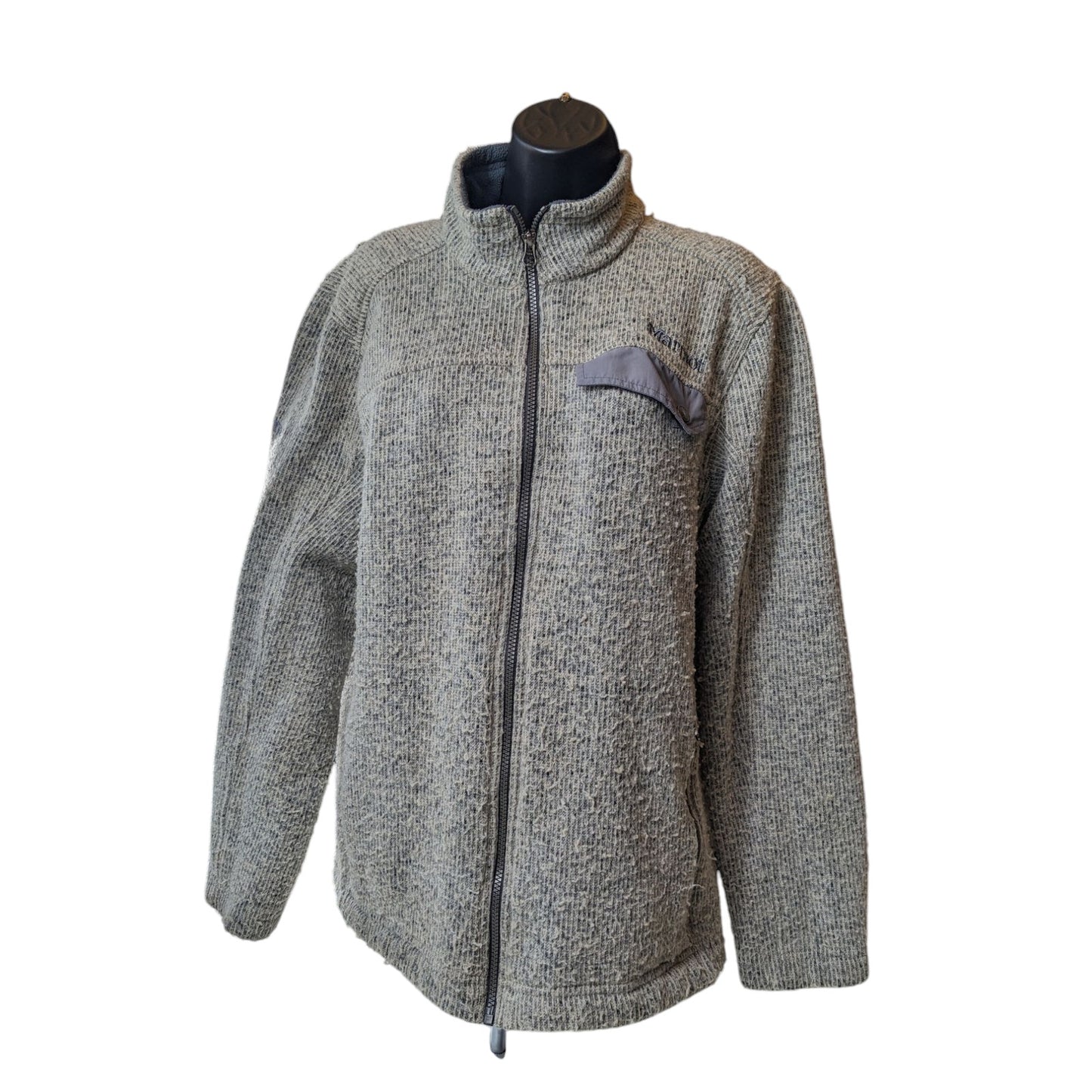 Marmot Full Zip Wool Blend Fleece Jacket Mens Large Gray Outdoor Hiking