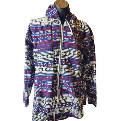 HM Divided Hoodie Womens 10 Shacket Boho Southwestern Style Full Zip Aztec