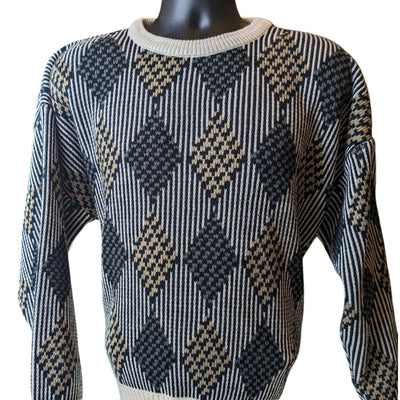 Vintage S.Wm Casuals Sweater Mens XL Geometric Knit Pullover Acrylic Retro