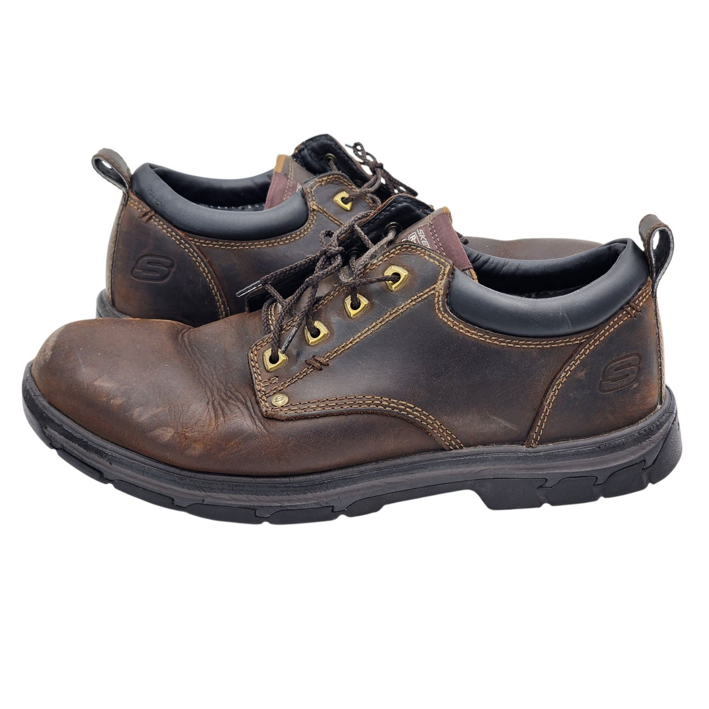 Skechers Shoes Mens 13 Relaxed Fit Oxford Leather Lace Up Grip Memory Foam 64260