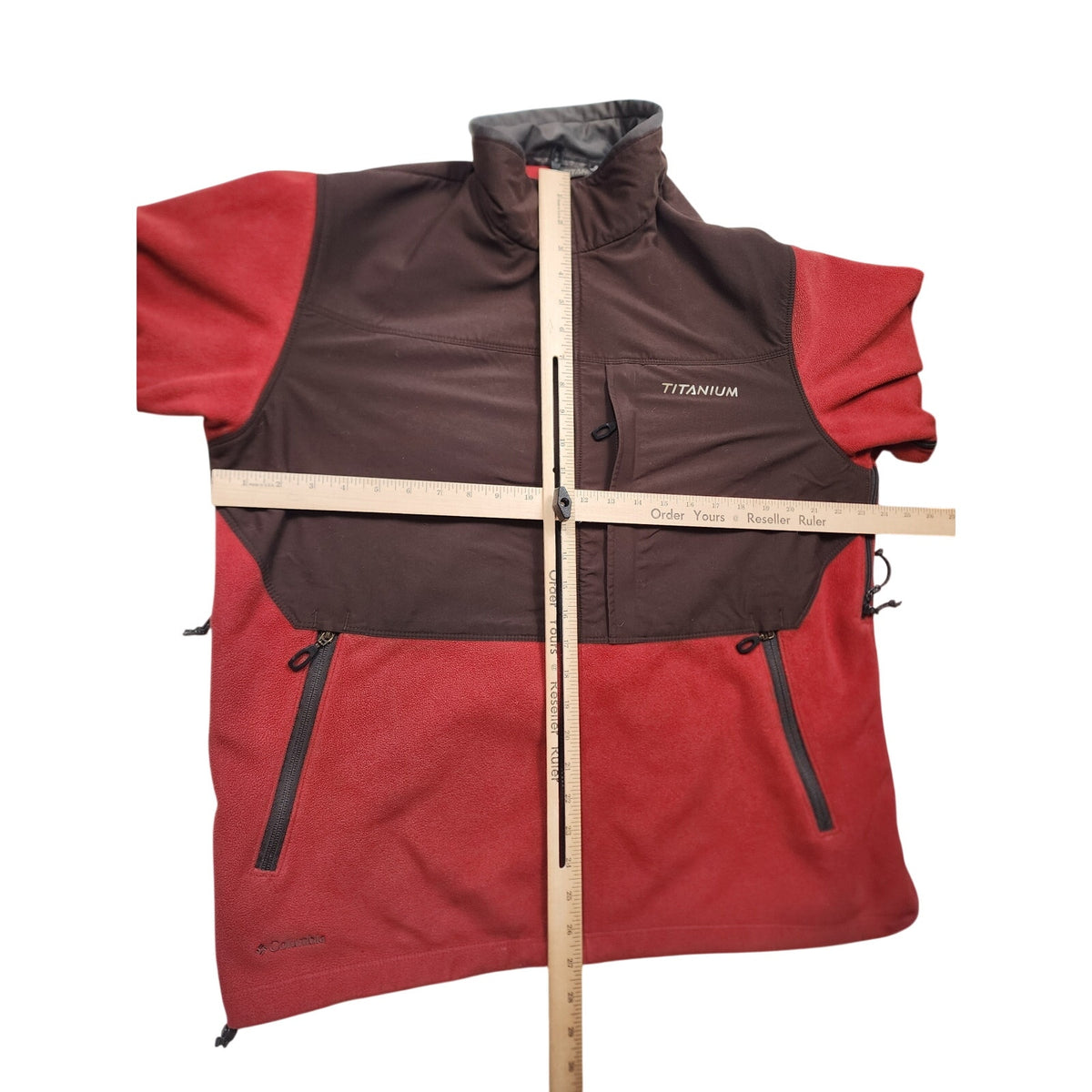 Columbia Titanium Fleece Jacket Mens XL Red Brown Full Zip Interchange Gorpcore