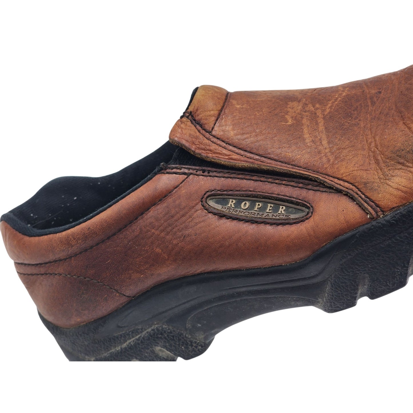 Roper Shoes Mens 12 Leather Slip On Performance Loafers Western 09-020-0601-0206