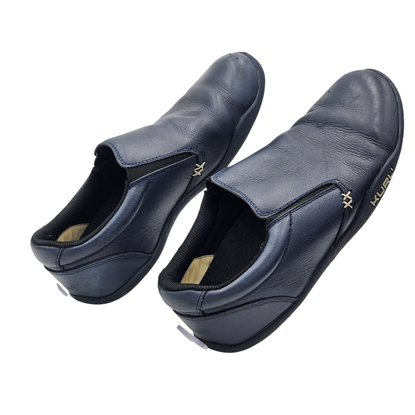 KURU Shoes Womens 11.5 Blue Leather Slip On Comfort Casual Walking Kivi Plantar