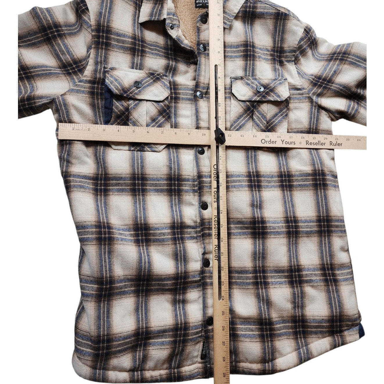 Buffalo David Bitton Mens Large Sherpa Lined Plaid Flannel Jacket Shirt Shacket
