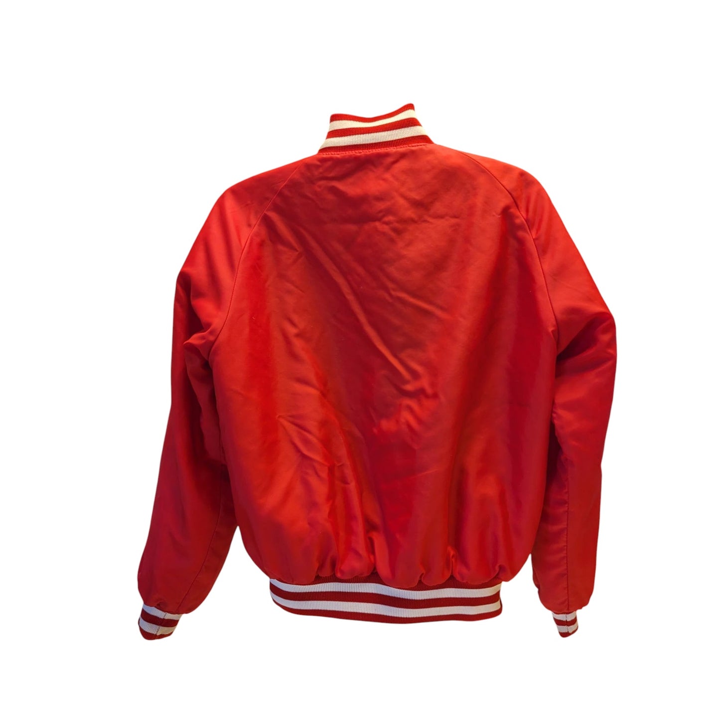Vintage Butwin Red Satin Varsity Jacket Adult Large USA Snap Front Preppy
