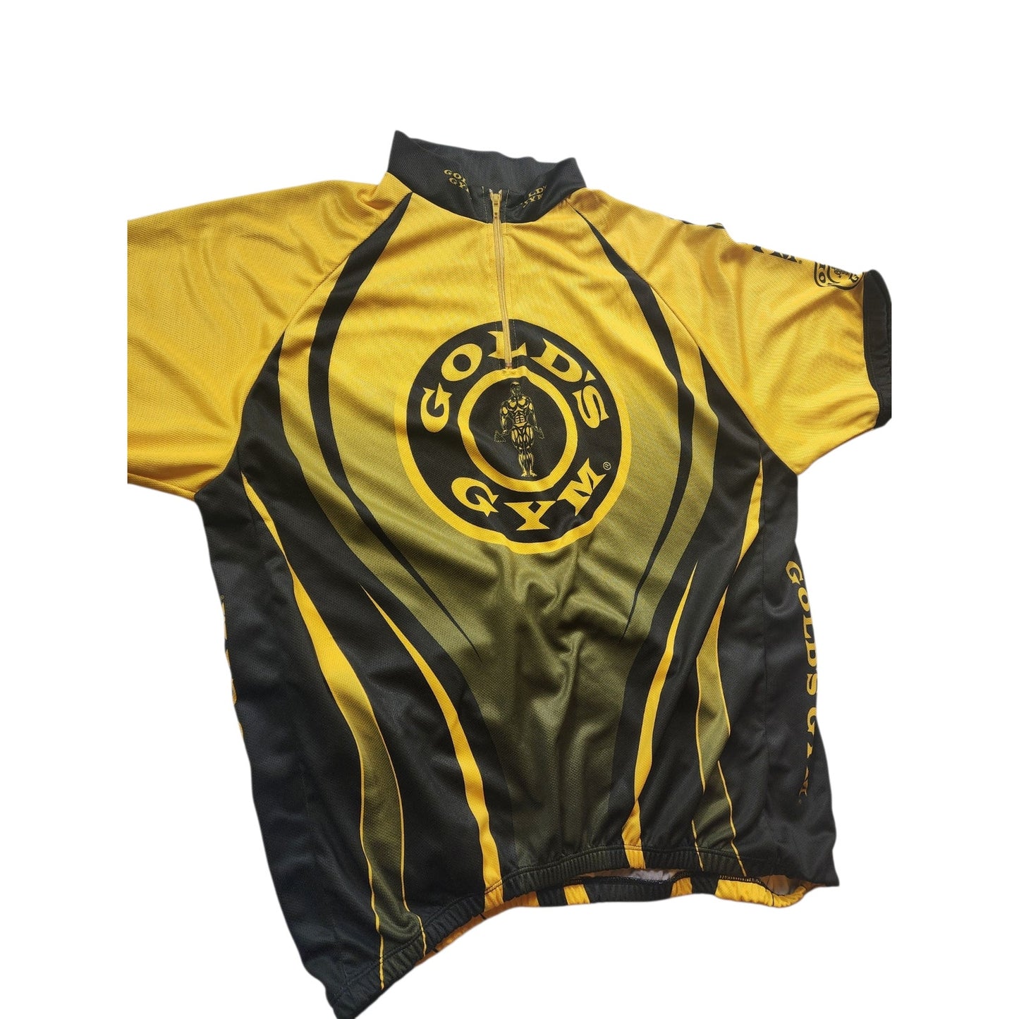 Golds Gym Cycling Jersey Mens Large Half Zip Short Sleeve Fitness Bodybuilding