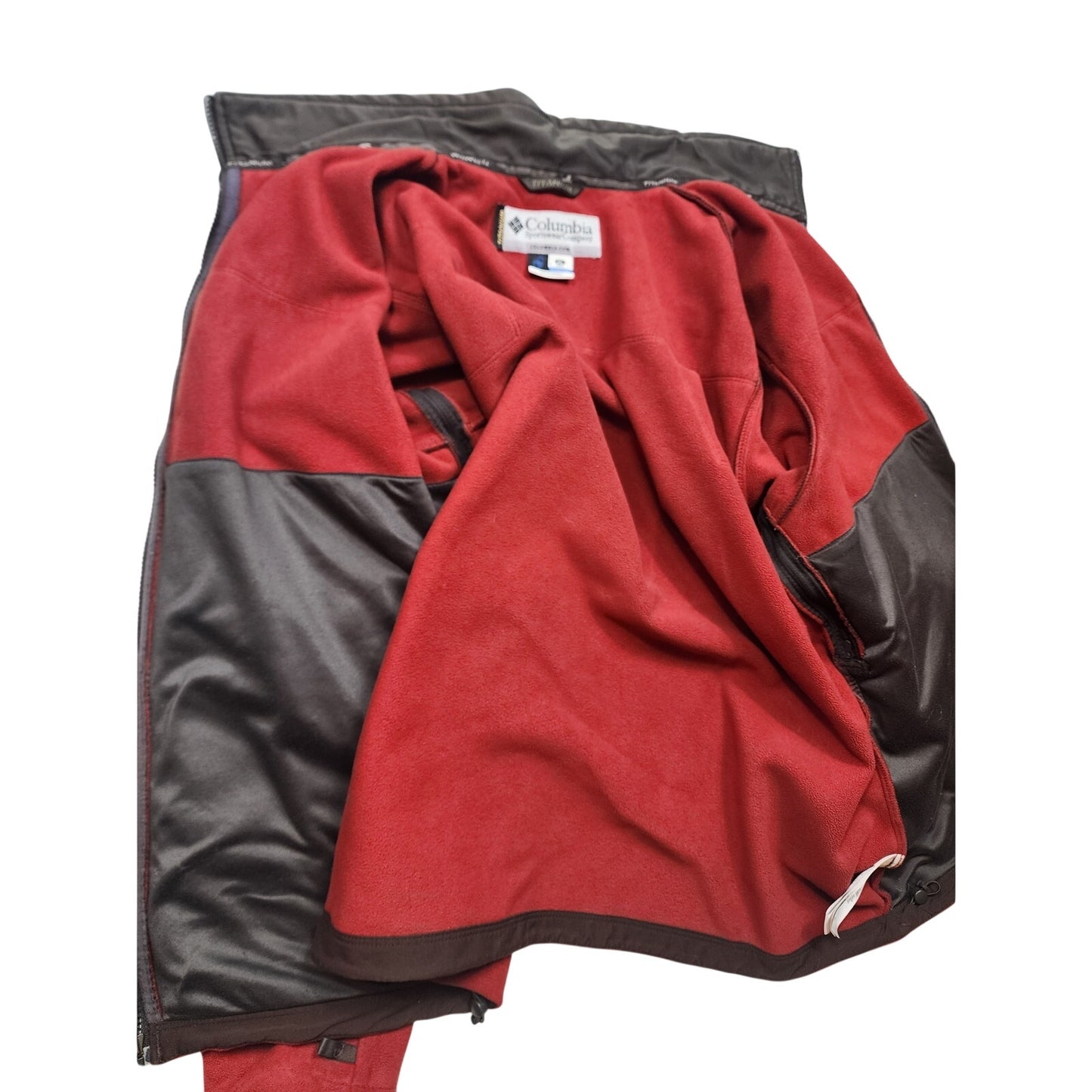 Columbia Titanium Fleece Jacket Mens XL Red Brown Full Zip Interchange Gorpcore