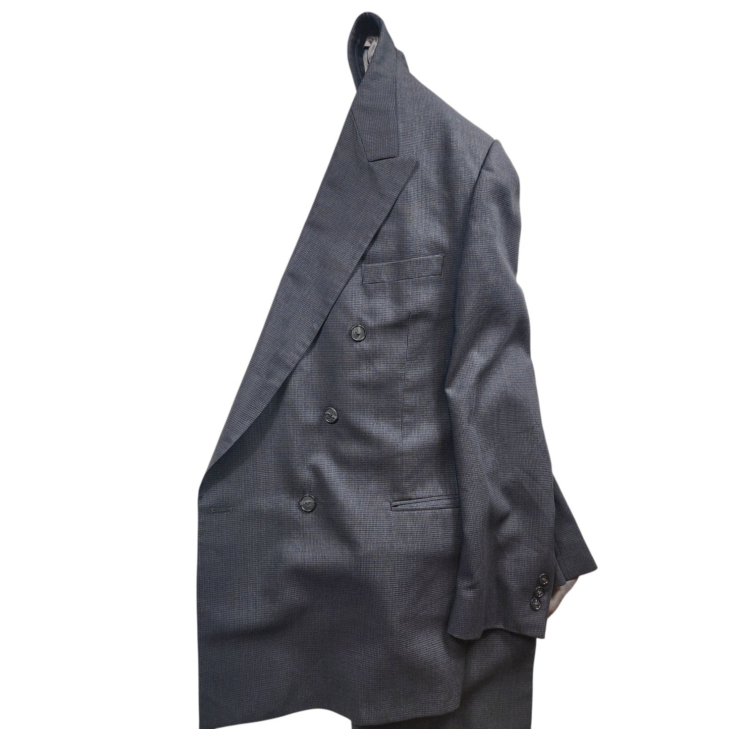 Cedrics Le Baron Blazer 48L Wool Double Breasted Gray Sport Coat Jacket Vintage