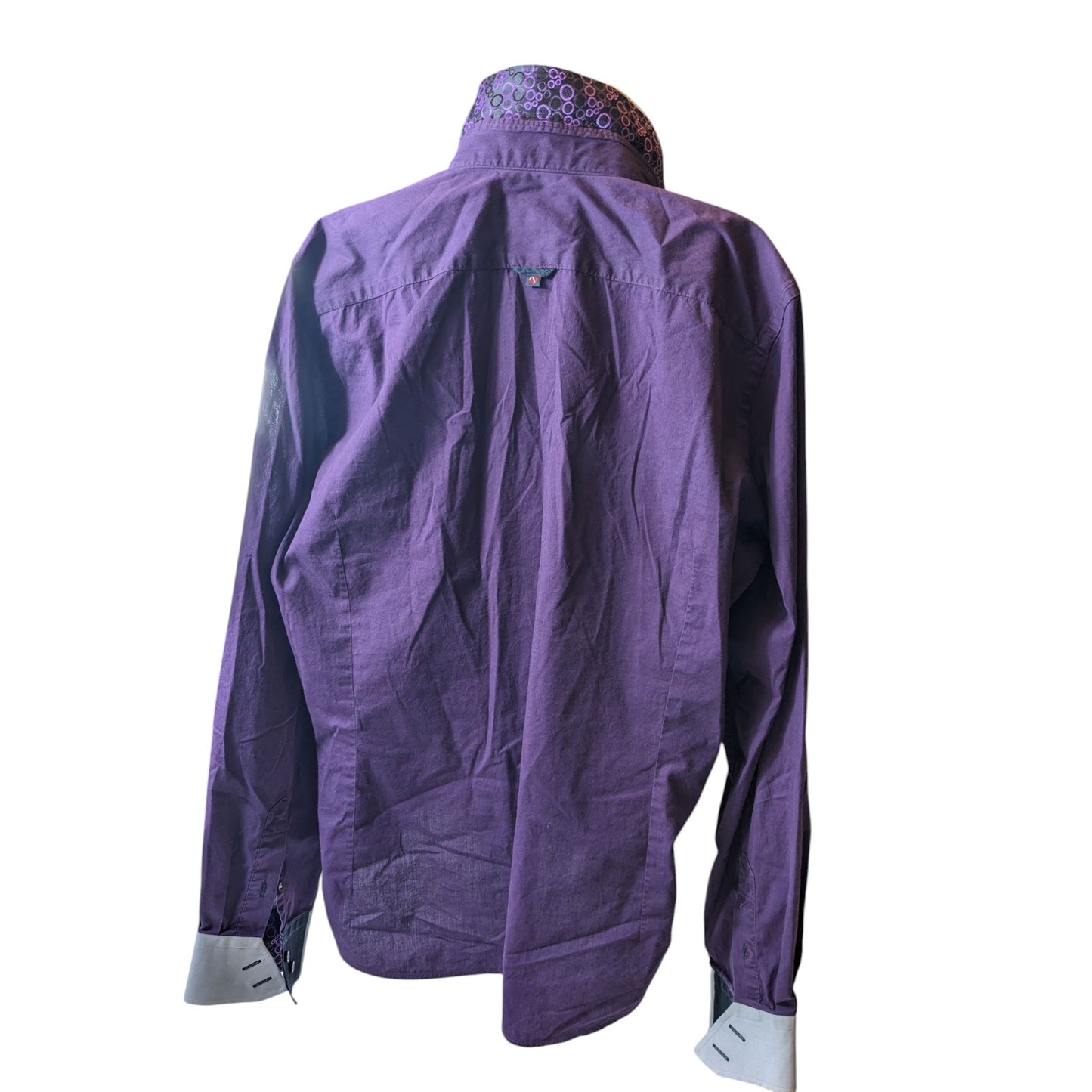 7Camicie Shirt Mens XL 17.5 44 Slim Fit Stretch Dress Purple Collar Button Up